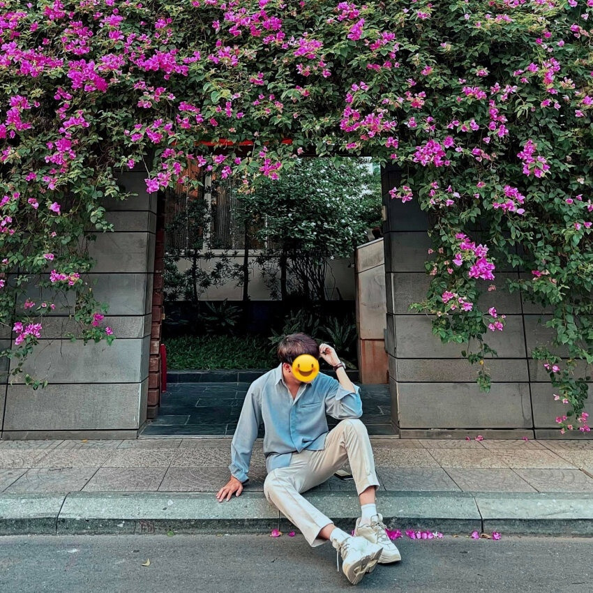 Chỉ vài ngày sau đó, vỉa hè phía dưới giàn hoa giấy đã xuất hiện tấm biển với nội dung hạn chế chụp hình.