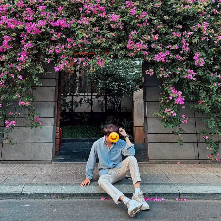 Chỉ vài ngày sau đó, vỉa hè phía dưới giàn hoa giấy đã xuất hiện tấm biển với nội dung hạn chế chụp hình.