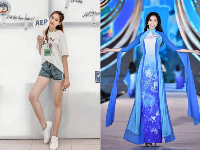 Khi còn đi học, dù không trang điểm hay ăn mặc cầu kì khi đến trường nhưng Hà vẫn gây ấn tượng với gương mặt khả ái và nụ cười rạng rỡ.