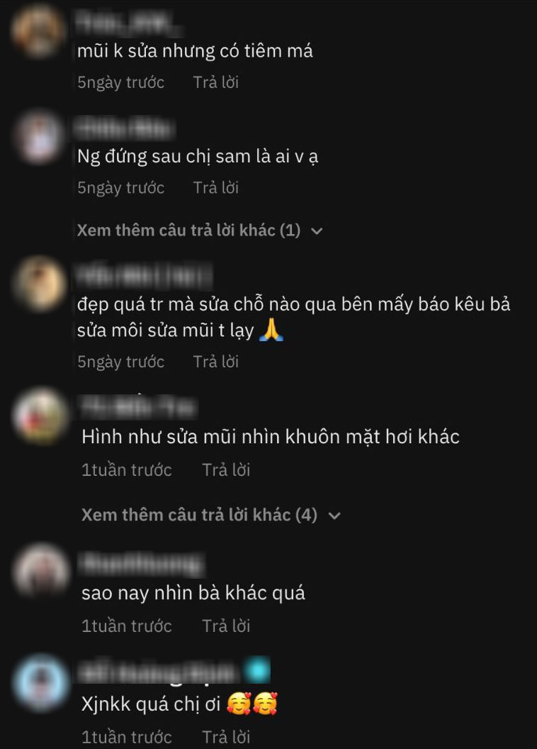 Đây không phải lần đầu Sam bị nghi đã chỉnh sửa sắc đẹp. Mỗi khi đứng trước thông tin này, sao nữ đều lên tiếng phản hồi, làm rõ sự việc với người hâm mộ.