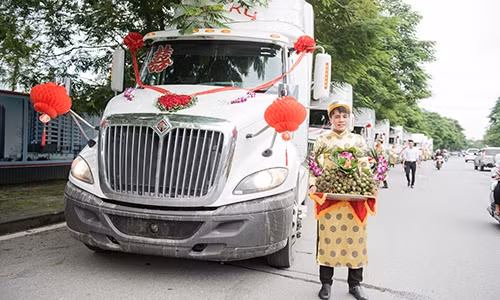 Mỗi chiếc xe đầu kéo đều được trang trí để xuất hiện trong đám rước dâu.