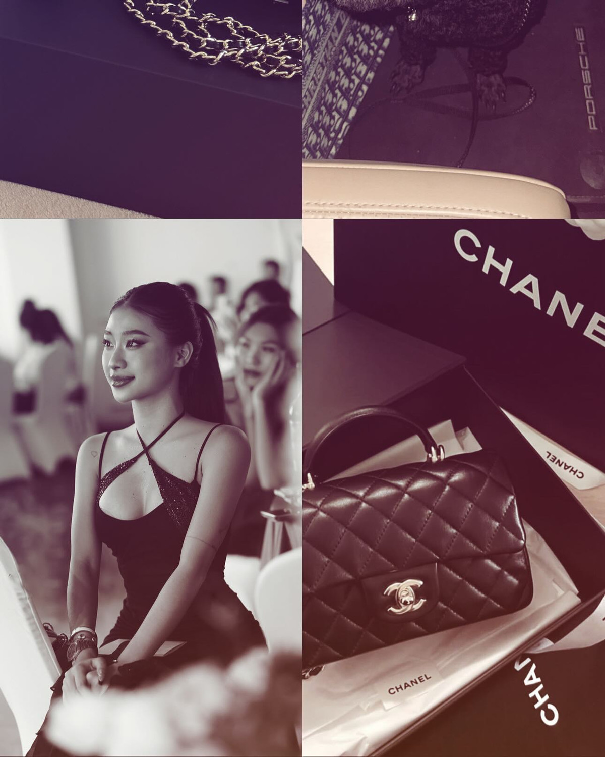 Cô nàng khoe chiếc chiếc túi hiệu chanel