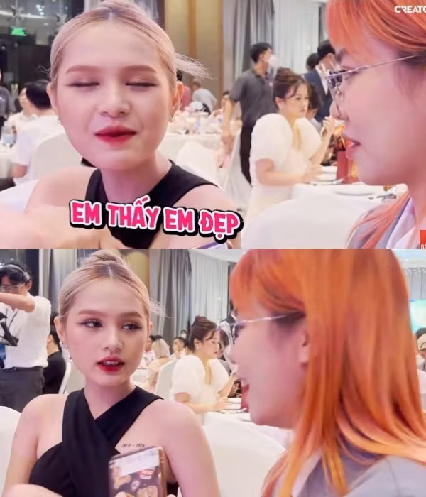 Mỹ nhân Gen Z tâm sự: "Trộm vía dạo này em ăn uống nhưng không bị lên ký. Ai cũng chê em ốm. Mọi người kêu em ốm quá. Nhưng em thấy em vừa, em thấy em đẹp".