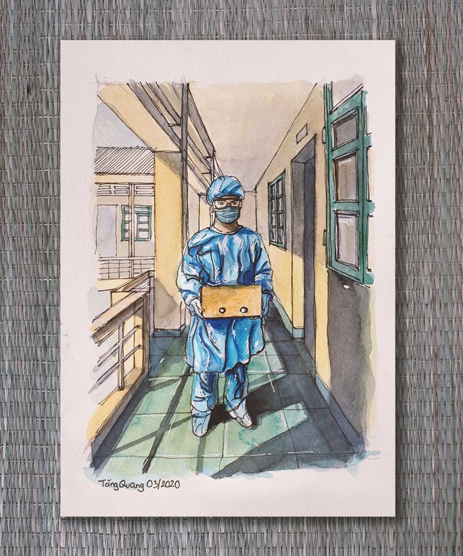 Sau khi thực hiện xong bộ tranh cũng là lúc gần được ngày được rời khu cách ly, Tăng Quang chia sẻ: "Còn mấy ngày nữa là được tái hòa nhập cộng đồng, thú thật là trước khi về Việt Nam mình cũng có lo lắng vì cách ly tập trung. Nhưng cuộc sống những ngày qua khiến mình rất biết ơn và cảm kích.