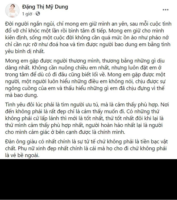 Cụ thể, bài chia sẻ của nàng hot girl đời đầu mới chia sẻ trên trang cá nhân.