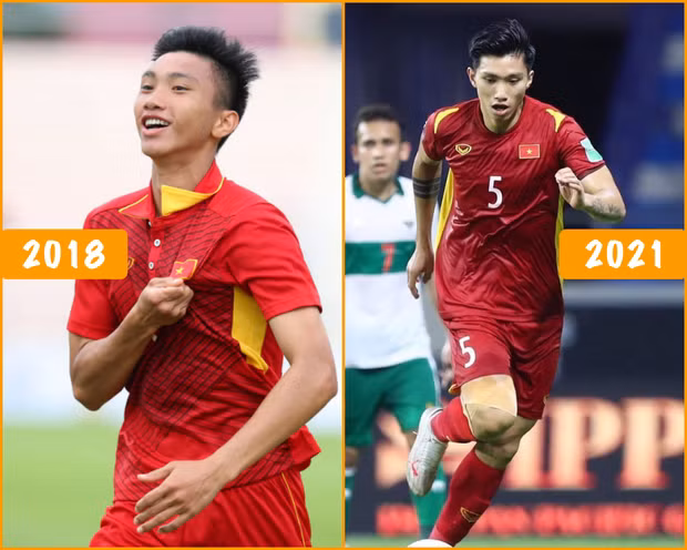 So với những người đồng đội khác, Văn Hậu là chàng trai có sự thay đổi ngoại hình đáng kinh ngạc nhất. Từ cậu thiếu niên có gương mặt búng ra sữa năm 2018, sau khi trở về từ Hà Lan, chàng cầu thủ Thái Bình sở hữu thân hình 6 múi vạm vỡ.