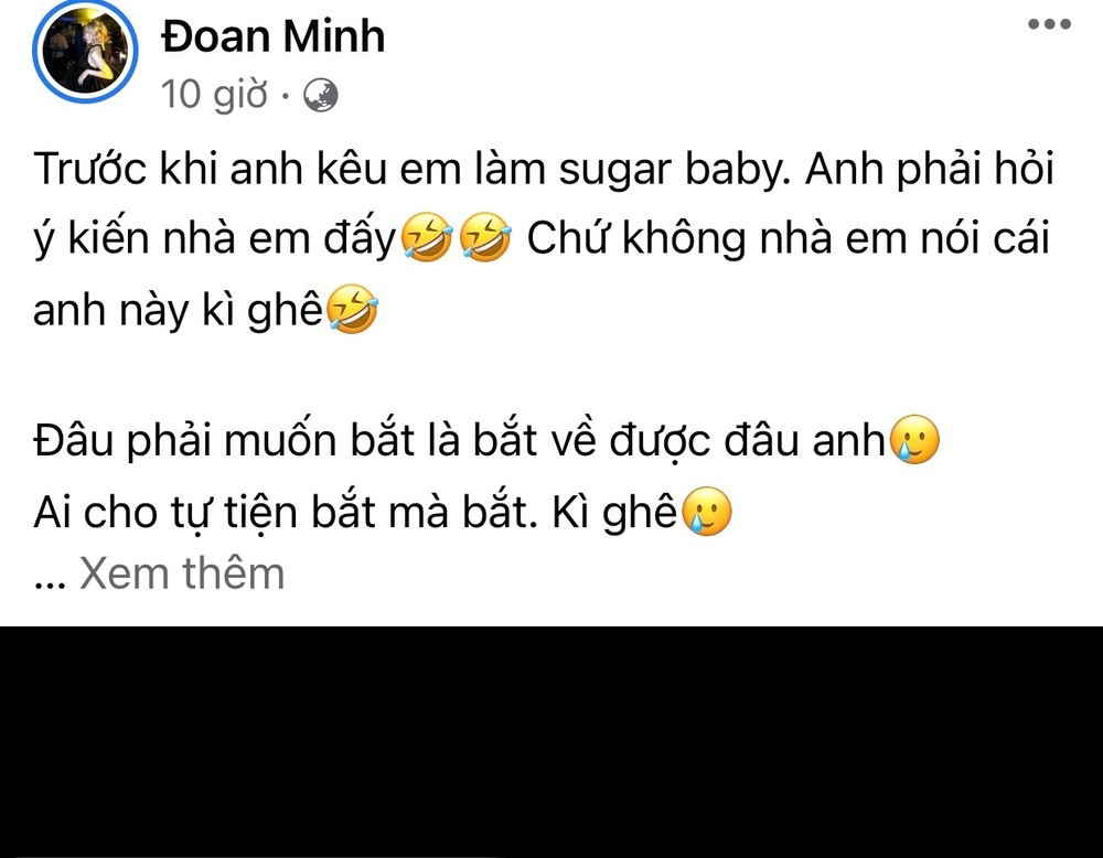 Đã được một thời gian, kể từ thời điểm cư dân mạng dậy sóng, Đoan minh đã dần trở nên kín tiếng hơn song vẫn dính không ít lùm xùm. Mới đây nhất, cô nàng công khai tin nhắn có kẻ gạ mình làm "sugar baby" cực kì khiếm nhã.