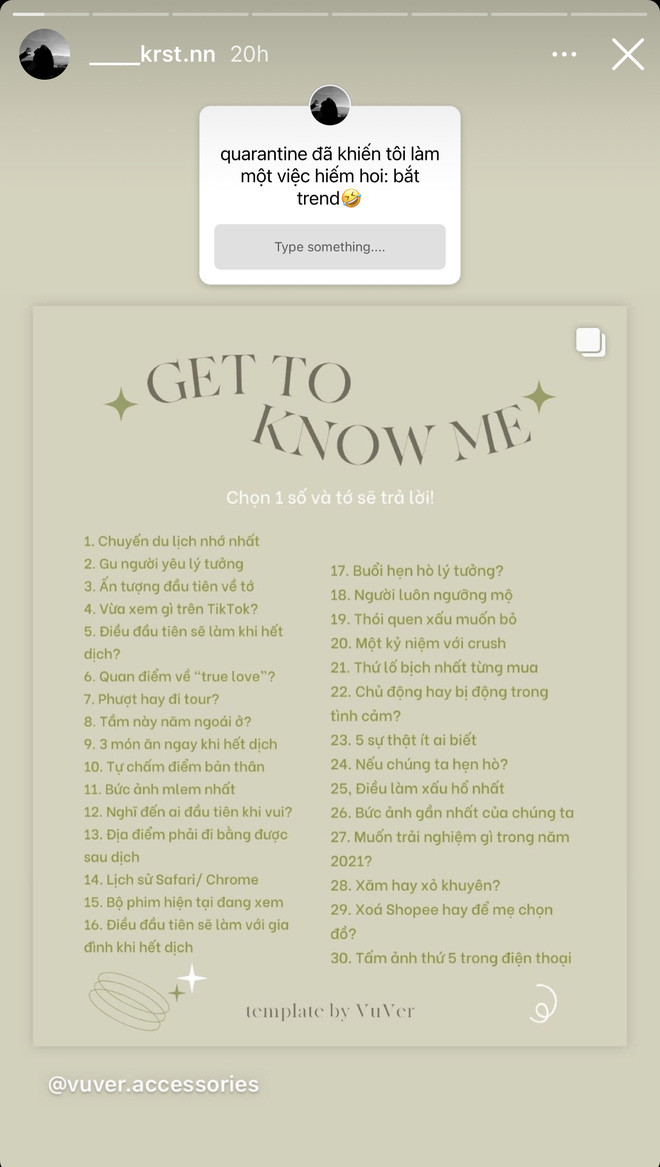 Đáng chú ý nhất trong số đó phải kể đến phản ứng Hồng Khanh đưa ra khi nhiều netizen cô bạn trả lời câu 11 thuộc bộ câu hỏi: Bức ảnh "mlem" nhất.