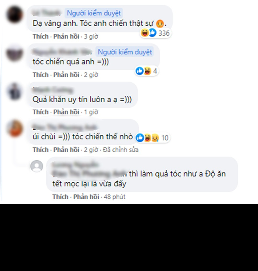 So với bức ảnh mặc quân phục do Độ Mixi đăng trước đó, cộng đồng nhận xét mái tóc mới có vẻ "chiến hơn".