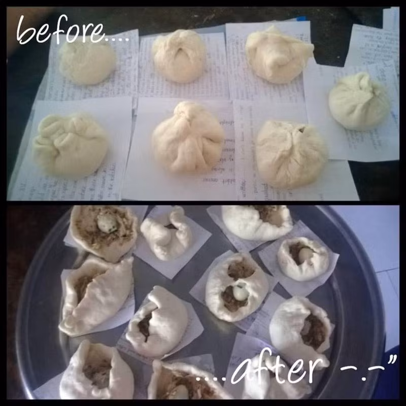 Sau khi mất khoảng nửa ngày từ chuẩn bị đến làm bánh, đến cả set up chụp ảnh các thứ thì mình mang bánh đi hấp theo hướng dẫn là 25 phút. Sau 25 phút thì mình lấy bánh ra, còn bánh thành công như thế nào thì các bạn cứ nhìn hình là biết" Nguyễn Quang Sơn chia sẻ.