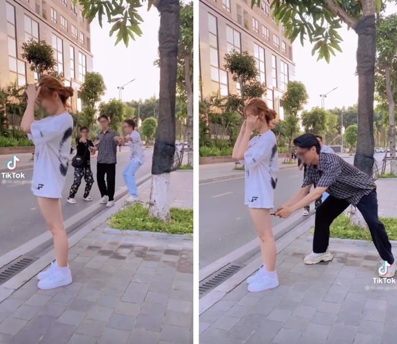 Điều đáng nói, khi cô gái phát hiện ra hành động biến thái này, nạn nhân không những không bày tỏ thái độ phẫn nộ, mà thậm chí còn lấy điện thoại để… tự chụp dưới váy của mình giúp kẻ biến thái. Dù chỉ là diễn, clip cổ xúy hành động biến thái của N.A.D khiến nhiều người xem phẫn nộ. Ảnh: Tổng hợp