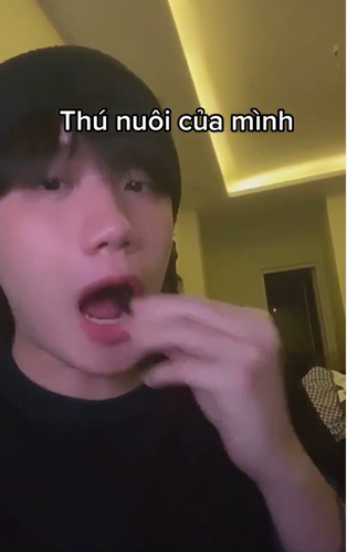 Đặc biệt, ở cuối video, Hải Ninh còn tỉnh bơ cho một con gián vào miệng khiến nhiều người kinh sợ.