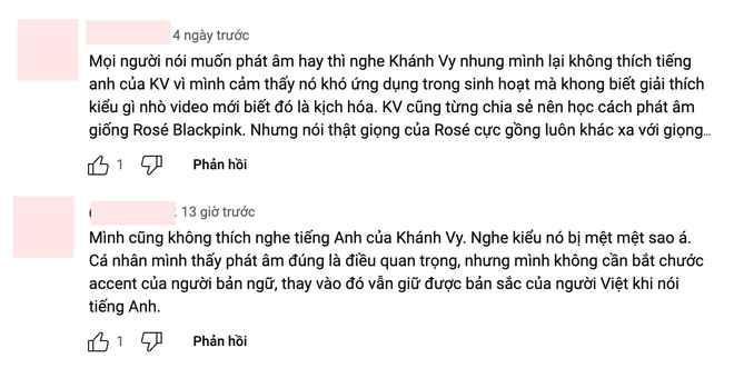 Đây không phải lần đầu tiên, cách nói tiếng Anh của Khánh Vy gây tranh cãi trên MXH. Trước đó, nhiều người nhận xét không thích giọng của hot girl sinh năm 1999 vì bị chóe hay có phần hơi điệu đà.