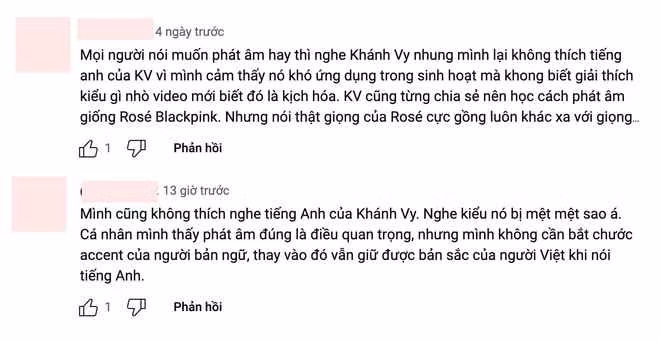 Đây không phải lần đầu tiên, cách nói tiếng Anh của Khánh Vy gây tranh cãi trên MXH. Trước đó, nhiều người nhận xét không thích giọng của hot girl sinh năm 1999 vì bị chóe hay có phần hơi điệu đà.