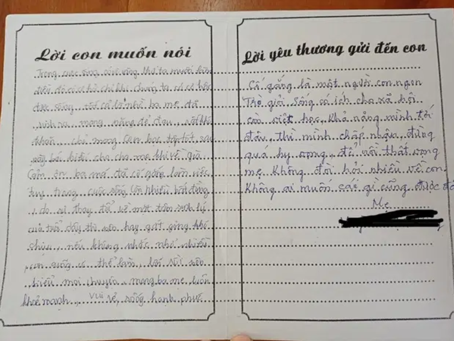 Đáng chú ý hơn, trong buổi họp phụ huynh có "1-0-2" trên, những cô cậu học trò được gửi tận tay cha mẹ mình bức thư tay mà có lẽ là lần đầu viết cho bố mẹ.