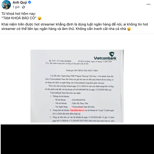 Chưa biết đúng sai của sự việc ra sao nhưng dân mạng đã "bắt mạch" ngay trend "tạm khoá báo có" này.