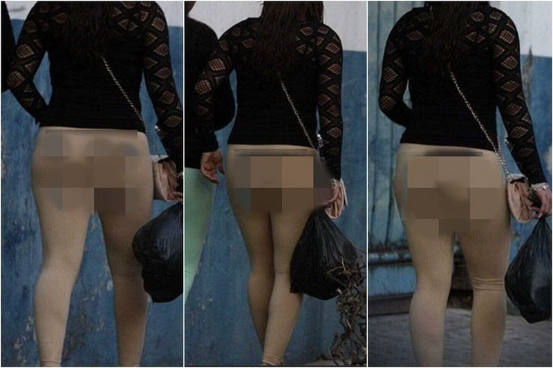 Những hình ảnh người phụ nữ mặc quần tất gây phản cảm từng gây xôn xao khắp cộng đồng mạng.