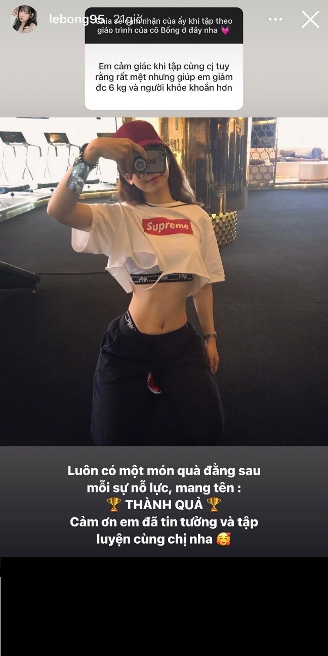 Cụ thể, thử thách này diễn ra trong vòng 2 tuần, người tham gia chỉ cần tuân thủ theo "giáo trình" tập luyện hot girl Lê Bống đã biên soạn và chia sẻ quá trình tập luyện của mình.