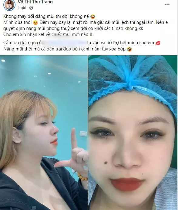 Theo đó, Thu Trang quyết định sửa lại chiếc mũi lệch trước khi trở lại Nhật Bản.
