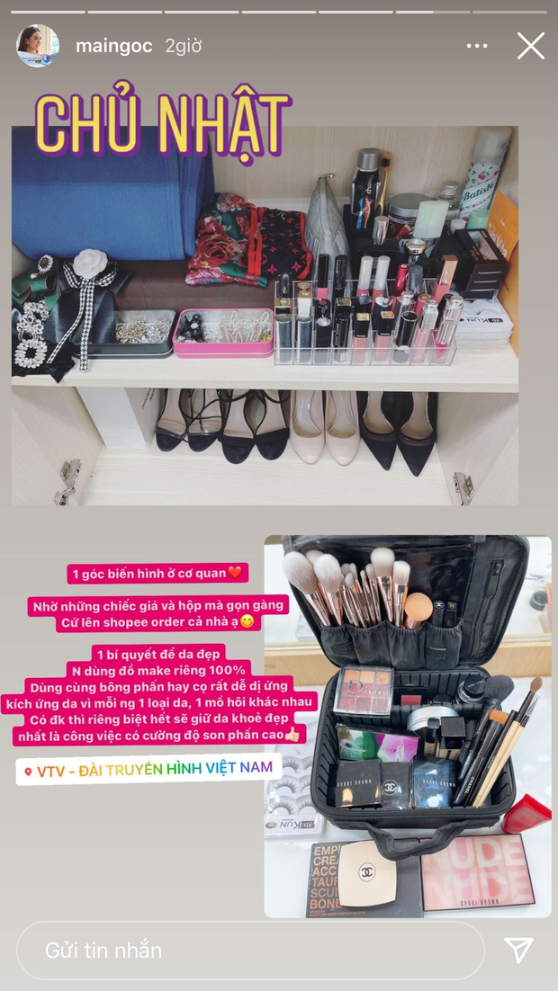 Mới đây, Mai Ngọc đã tiết lộ bí quyết của mình cho những ai còn thắc mắc, đó là luôn dùng đồ make up riêng.