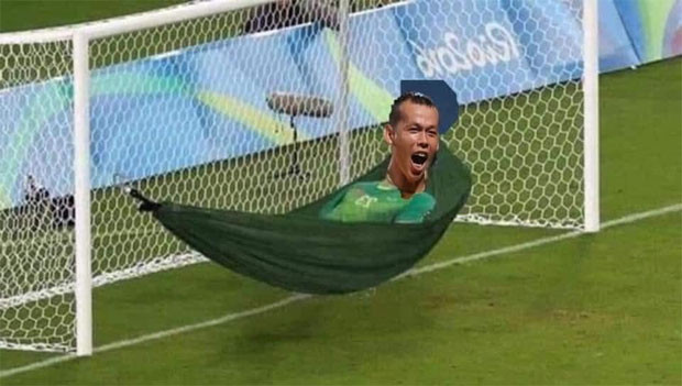 Thủ môn Tấn Trường có một trận đấu "mất hình" trước Campuchia.