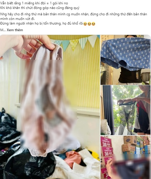 Việc gửi ủng hộ những thứ đồ không phù hợp với hoàn cảnh gây khó khăn rất nhiều cho những cá nhân, đơn vị kêu gọi. Bởi chính họ sẽ là người phải phân loại và bỏ đi những thứ quần áo không cần thiết với đồng bào lũ lụt.