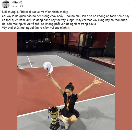 Thời gian qua, Hiền Hồ rất tích cực tham gia tập luyện và thi đấu pickleball.