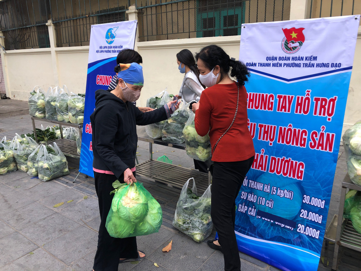Trước đó, tại một số địa điểm giải cứu nông sản Hải Dương tại Hà Nội, đội hình tình nguyện của tuổi trẻ Thủ đô với nòng cốt tham gia là đoàn viên thanh niên phường Phương Mai, Kim Liên (quận Đống Đa), sinh viên tình nguyện trường Đại học Kinh tế Quốc dân và Đoàn thanh niên TCT Du lịch Hà Nội cũng có mặt hỗ trợ việc điều tiết giao thông, bảo đảm bảo các yêu cầu phòng chống dịch cho người mua và người bán trong suốt quá trình mua hàng.