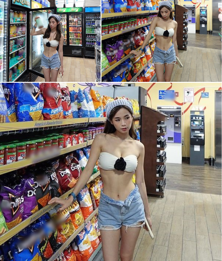 Gái xinh Guo Yaqi (Niki) mặc gợi cảm đi siêu thị.