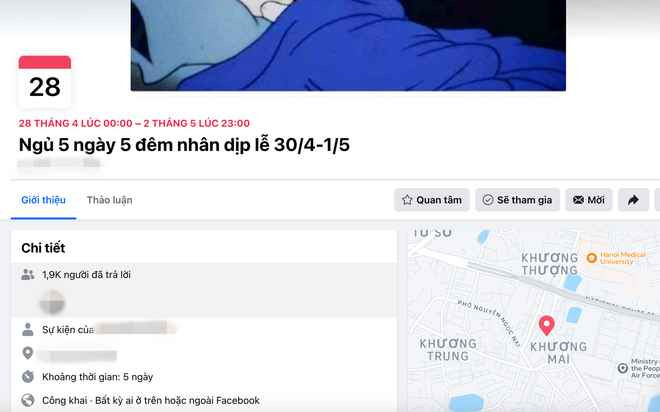 Sau chưa đầy 24 giờ được tạo ra, sự kiện "ngủ 3 ngày 3 đêm dịp nghỉ lễ 2/9" đã thu hút gần 10 nghìn lượt người đăng ký tham gia.