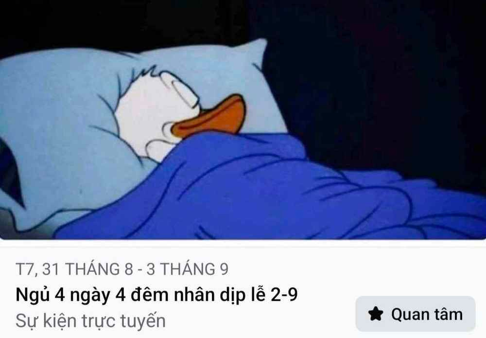 Trào lưu "ngủ 3 ngày 3 đêm nghỉ lễ 2/9" bắt đầu từ những bài đăng hài hước của cộng dân mạng, thể hiện mong muốn ngủ bù sau những giờ làm việc và học tập căng thẳng.