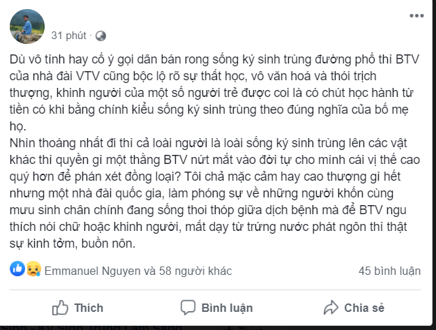 Phan no MC VTV1 vi nguoi ban hang rong “song ky sinh trung”-Hinh-3