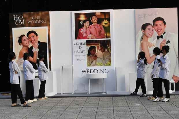 Rạp cưới của Văn Hậu và Hải My bỗng thành tụ điểm check-in cho các nhóc tỳ.