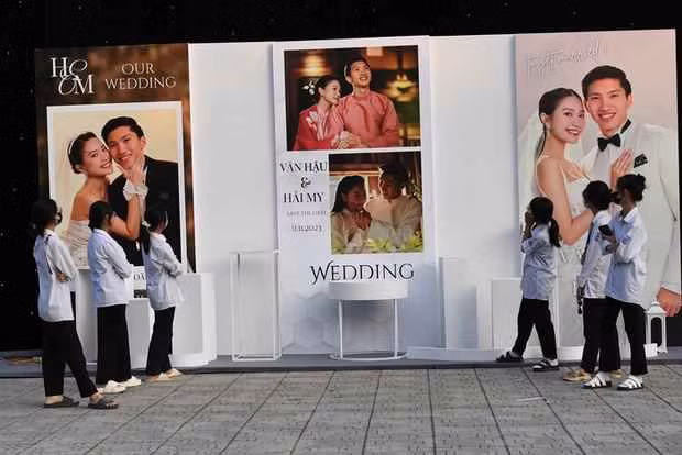 Rạp cưới của Văn Hậu và Hải My bỗng thành tụ điểm check-in cho các nhóc tỳ.