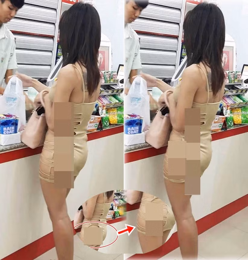 Cắt xẻ táo bạo, người phụ nữ này để lộ nguyên vòng 3 khiến những người xung quanh phải đỏ mặt.