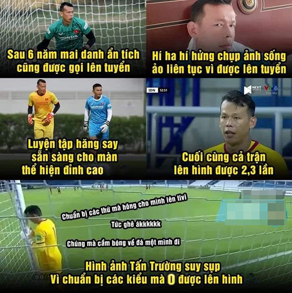 Mới đây, Tấn Trường đã hài hước kêu than: "Những hình ảnh hiếm hoi của tui trên tivi nha bà con", "quan trọng đội chiến thắng không có hình cũng được", "không có một tấm hình luôn"...