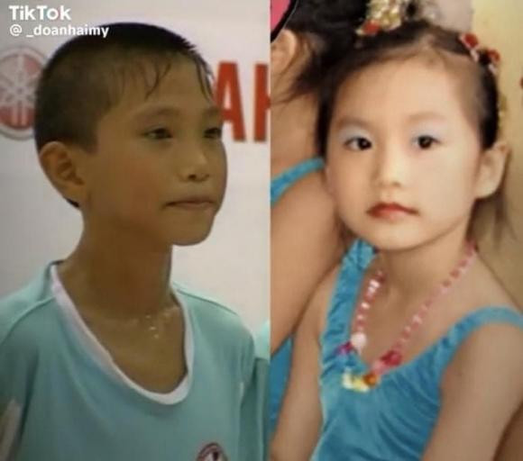 Trong khi Đoàn Văn Hậu giản dị hiền lành thì Doãn Hải My đã biết "làm đỏm" ngay từ bé.