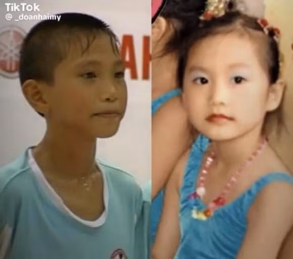 Trong khi Đoàn Văn Hậu giản dị hiền lành thì Doãn Hải My đã biết "làm đỏm" ngay từ bé.
