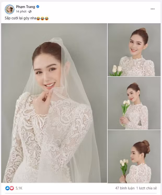 Vừa mới đây, trên trang Facebook cá nhân hot girl Xoài Non đã chia sẻ những bức ảnh mới của mình trong một bộ váy cưới lộng lẫy.