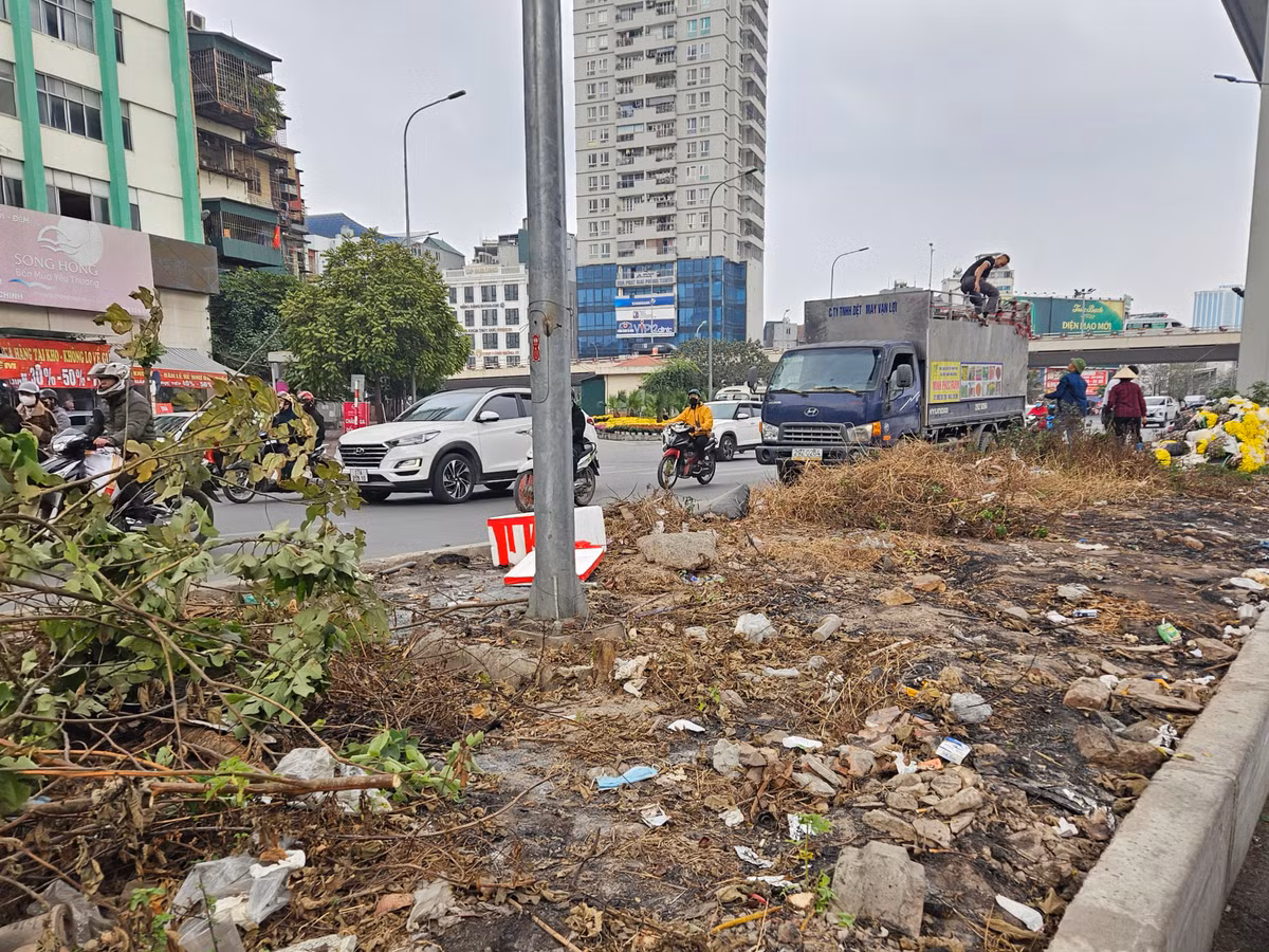 Những ngày này, người dân đi qua nút giao Giải Phóng - Trường Chinh rất bất ngờ với vườn hoa đang được hình thành tại dải phân cách giữa đường.