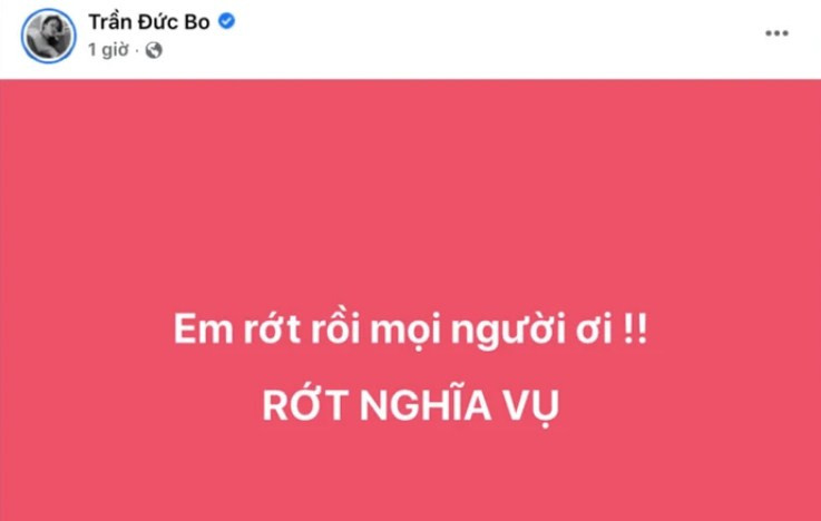 Trước đó, Trần Đức Bo cũng lên mạng công khai việc mình "rớt nghĩa vụ" gây ra sự tranh cãi lớn.