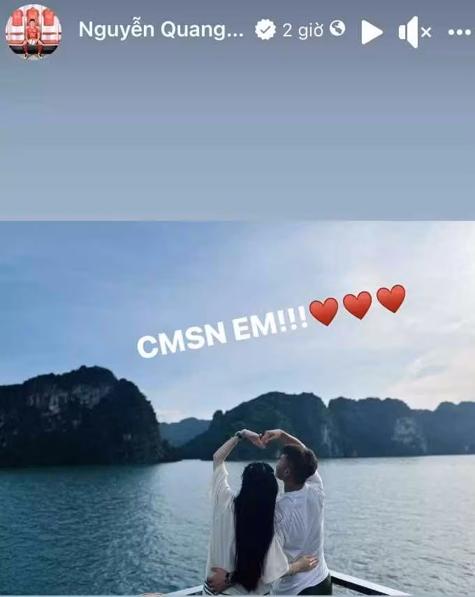 Trong niềm vui chiến thắng sau khi vô địch V-League cùng CLB Công an Hà Nội, Quang Hải bất ngờ công khai luôn ảnh chụp cùng người yêu đã hẹn hò hơn 2 năm.
