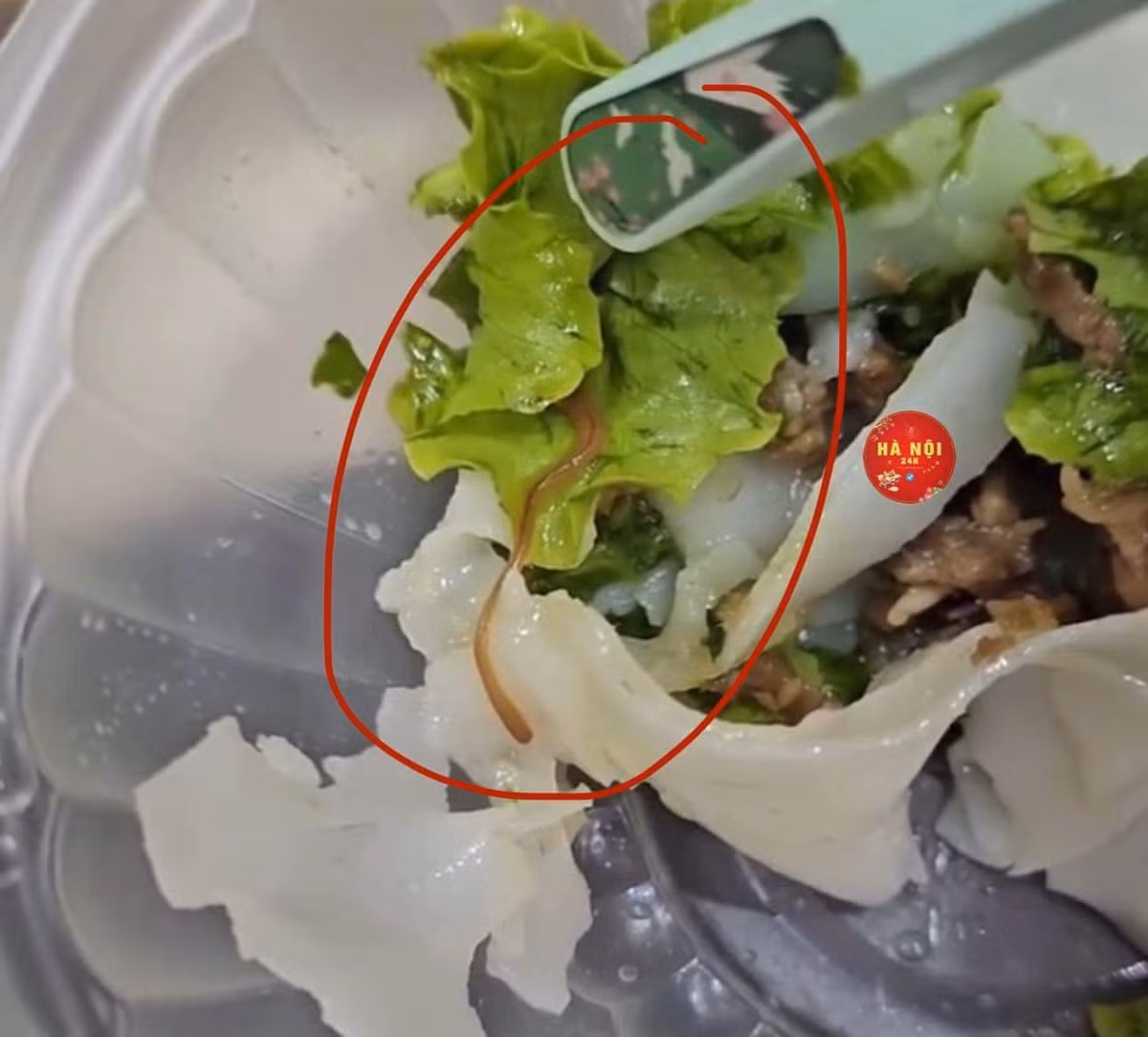 Thậm chí người xem có thể nghe thấy tiếng hét sợ hãi khi nhân vật trong video phát hiện thấy "vật thể lạ" trong phở cuốn.