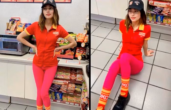 "Bạn trông giống Hailey Bieber với cách trang điểm và kiểu tóc đó" hay Tôi nghe nói rằng trên trái đất, tất cả chúng ta đều có bốn cặp song sinh trên khắp thế giới và tôi bắt đầu tin vào điều đó @haileybieber"... là những bình luận dưới bài viết của nữ nhân viên siêu thị.