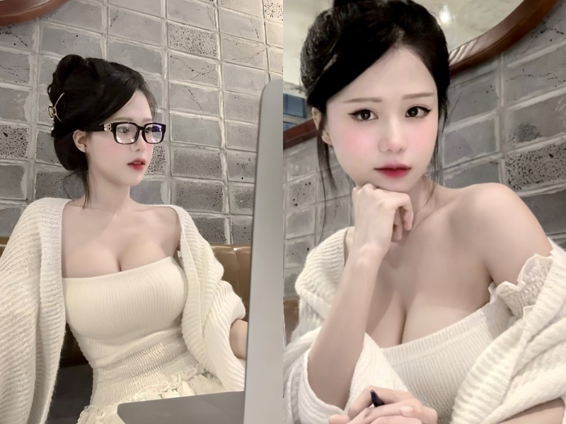 Với chiếc áo quây mong manh, chuẩn mô-típ mà "vợ quốc dân" Tiểu Hý từng gây bão, Kiều Oanh cũng gây ấn tượng mạnh bởi "flex" sự nảy nở của vòng 1.