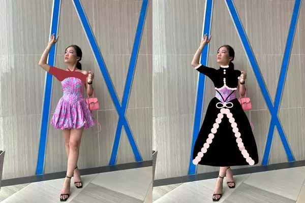 Điều khiến dân mạng sốc lên sốc xuống là cách tạo dáng của Lê Thụy, cô giơ tay cao tạo dáng để lộ lông nách vùng dưới cánh tay rậm rạp chẳng khác gì rừng Amazon.