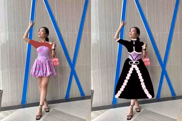 Điều khiến dân mạng sốc lên sốc xuống là cách tạo dáng của Lê Thụy, cô giơ tay cao tạo dáng để lộ lông nách vùng dưới cánh tay rậm rạp chẳng khác gì rừng Amazon.