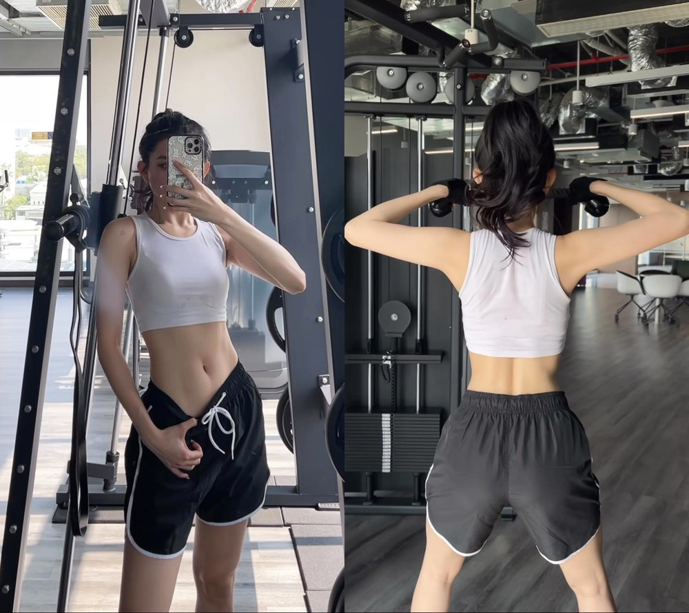 Ngoài múa cột, cô nàng hot girl Sài thành còn kết hợp tập gym giúp đốt cháy calo một cách tối ưu.