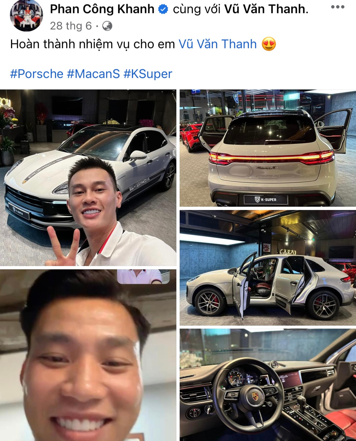 Trước đó, vào ngày 28/6 vừa qua, trên trang Facebook cá nhân, Phan Công Khanh đã đăng tải bài viết với caption: "Hoàn thành nhiệm vụ cho em Vũ Văn Thanh" và tag tên hậu vệ thuộc biên chế CLB CAHN.