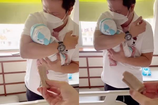 Theo dõi những bức ảnh này có thể thấy, chồng đại gia của Đoàn Di Băng rất âu yếm, yêu quý nhóc tỳ. Trên Facebook, doanh nhân Nguyễn Quốc Vũ chia sẻ nhiều hình ảnh về cậu bé.